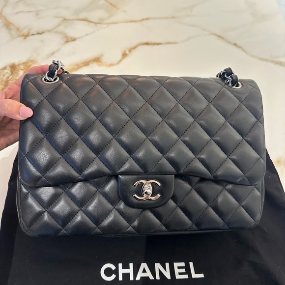 SOLD!!!! Chanel Jumbo Double Flap Lamb skin Quilted Bag - Picture 13 of 16